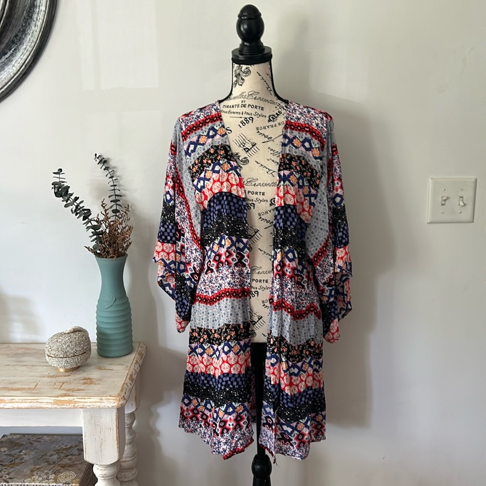 Paolino Boho Floral Patchwork Wide Sleeve Oversized Kimono Women's size S